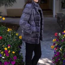 Our reversible blue iris mink coat is versatile and elegant. On one side, the soft blue iris mink fur offers warmth and luxury. On the other, the reversible design provides a sleek alternative. Therefore, this coat lets you switch up your style effortlessly while staying cozy and refined.