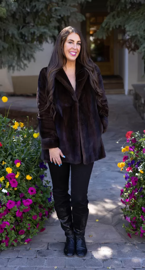 Our natural Lunaraine mink coat showcases timeless elegance and warmth. The mink fur, known for its smooth texture and subtle sheen, offers both comfort...