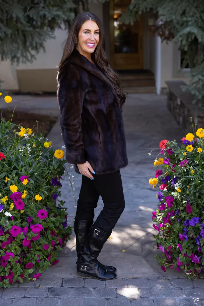 Our natural Lunaraine mink coat showcases timeless elegance and warmth. The mink fur, known for its smooth texture and subtle sheen, offers both comfort...