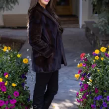 Our natural Lunaraine mink coat showcases timeless elegance and warmth. The mink fur, known for its smooth texture and subtle sheen, offers both comfort...