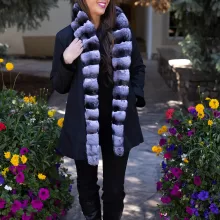 Our black reversible sheared mink coat with chinchilla trim combines luxury and versatility. The sheared mink offers softness and elegance. The chinchilla trim adds texture and sophistication. Its reversible design lets you switch styles effortlessly. This coat keeps you warm while enhancing your look for any occasion.