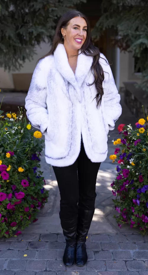 Natural Cross mink coat with a soft, luxurious texture and elegant, relaxed fit by Fantasia Furs.