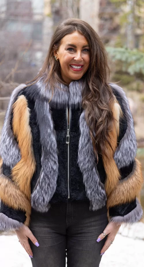 Silver and Red Fox Jacket with Rabbit