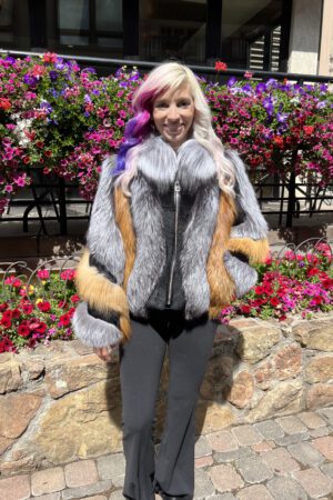 This natural silver and red fox zip-up jacket with rabbit fur is a beautiful mix of textures and colors. It offers a unique and sophisticated option...