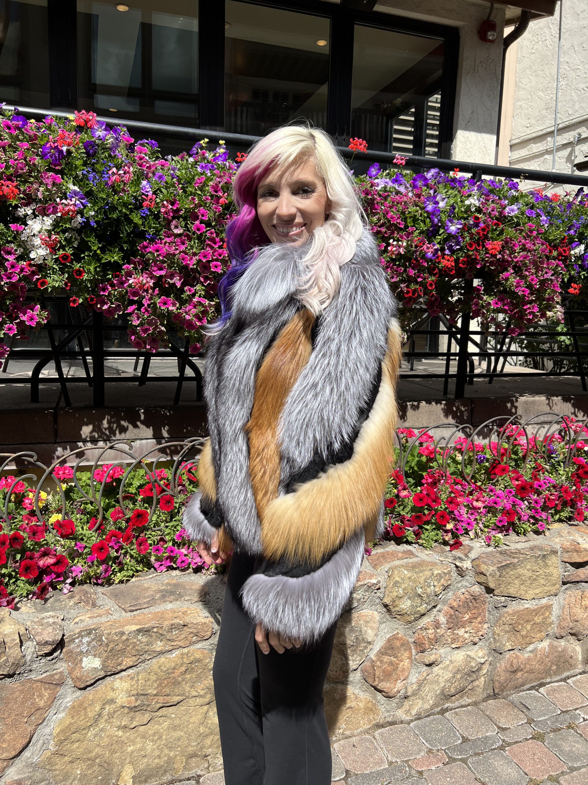 This natural silver and red fox zip-up jacket with rabbit fur is a beautiful mix of textures and colors. It offers a unique and sophisticated option...