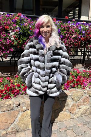 Women's Chinchilla Fur Jacket, silky texture and lustrous sheen, people worldwide prize chinchilla fur