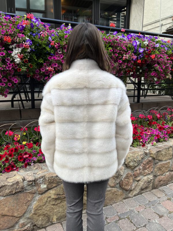 Our natural pearl mink fur jacket is simple and elegant. The natural colors complement both formal and casual outfits. This jacket is comfortable...