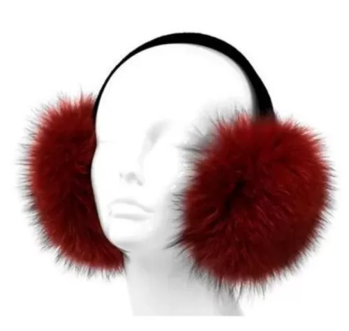 Our red indigo fox fur earmuffs combine cozy warmth and style. Made from plush indigo fox fur, they provide soft comfort and protection from the cold.