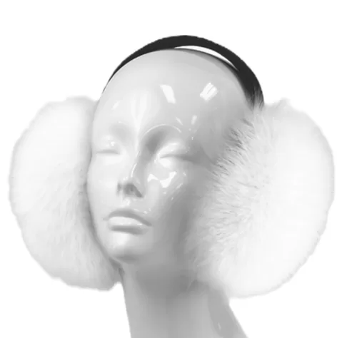 These white fox earmuffs keep your ears warm with fluffy, luxurious fur. Their bright color adds elegance. Additionally, they complement any winter outfit perfectly.