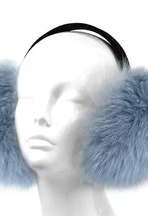 Our powder blue fox fur earmuffs mix cozy warmth with fashion. Crafted from soft fox fur, these earmuffs deliver luxury and keep you warm in the cold.