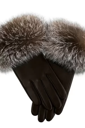 Our brown leather gloves with crystal fox trim blend style with warmth. Made from brown leather, these gloves are durable and offer a sophisticated...