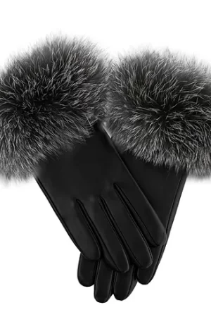 Our black leather gloves with indigo fox trim blend style with warmth. Made from black leather, these gloves are durable and offer a sophisticated look...