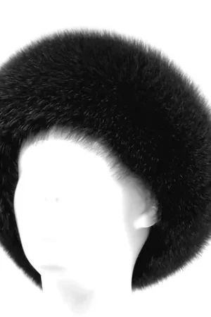 Our dyed black fox fur headband is a luxe, stylish accessory that is warm and elegant. Made with soft fox fur, it provides comfort and keeps you warm...