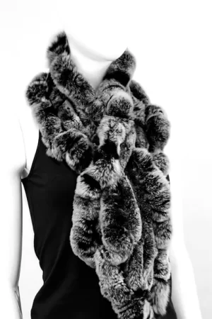 Our black frost rabbit scarf is a cozy and elegant accessory. It adds a touch of luxury to any winter wardrobe. Made from soft rabbit fur, it wraps you...
