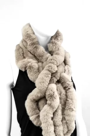 Our taupe rabbit fur scarf is a cozy and elegant accessory. It adds a touch of luxury to any winter wardrobe. Made from soft rabbit fur, it wraps you in...